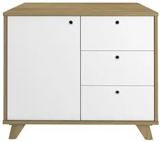 Balcão para Escritório 1 Porta 3 Gavetas 90cm Merano A06 Olmo/Branco -
