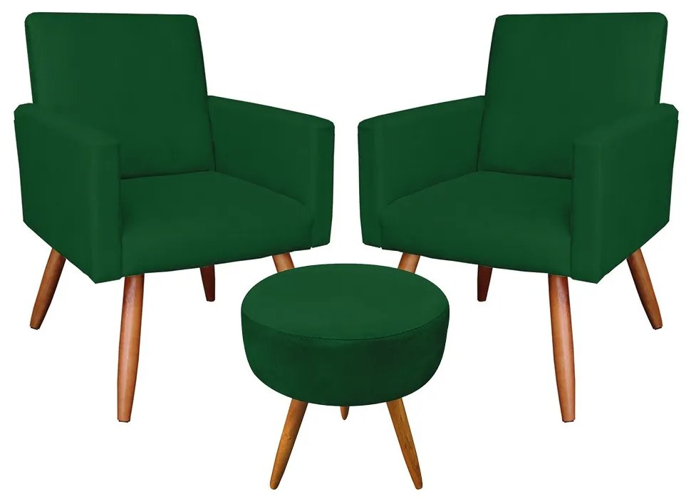 KIT 02 POLTRONAS COM 01 PUFF LARISSA SUE - Verde