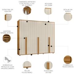 Guarda Roupa Casal 278cm Com 6 Portas Zac Off/Cinamomo Z10 - Mpozenat