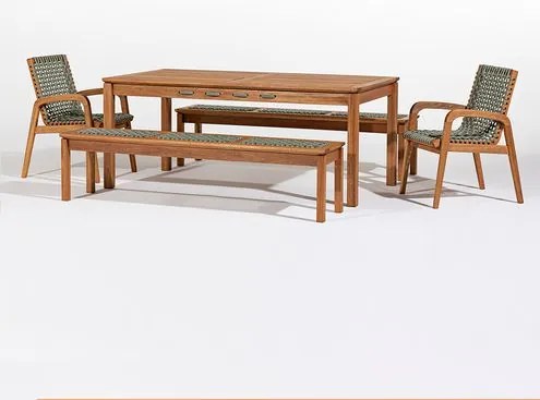 Conj. Trama Mesa 8 Lugares Jatobá Corda Oliva 180cm - 78599 Sun House