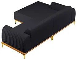 Sofá 230cm 4 Lugares com Chaise Esquerdo Pés Gold Molino D-465 Linho C