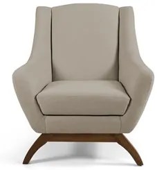 Kit 2 Poltronas Decorativas Base Manu Madeira Juliet C-129 Linho Bege