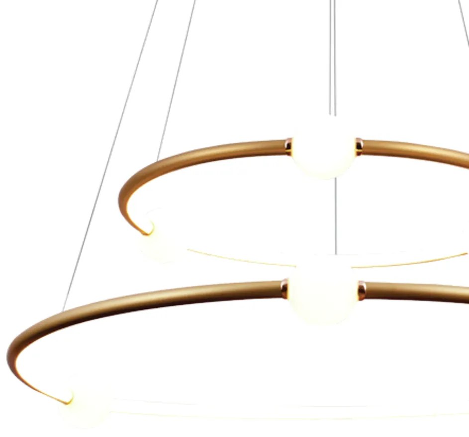 Pendente Nébula Ø87Cm / Ø64Cm Led 80W 3000K Bivolt / Anel Duplo | Bell...