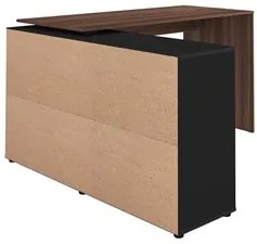 Mesa Escrivaninha em L Eron e Estante Livreiro Maly A06 Ipê/Preto - Mp