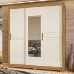 Guarda Roupa Casal 3 Portas de Correr e Espelho 202cm Toronto Z17 Frei