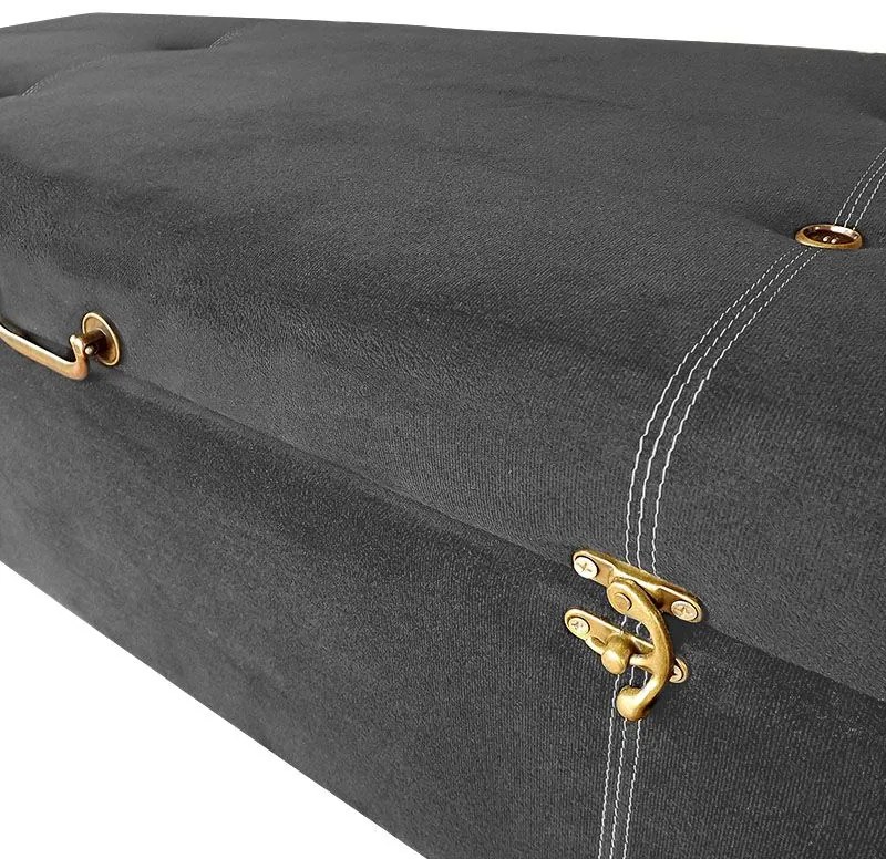 Calçadeira Baú Casal 140cm Caribe Pés Palito Suede Cinza - Sheep Estofados - Cinza