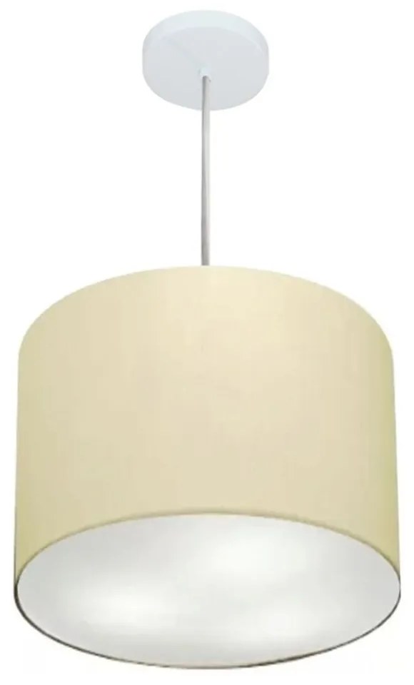 Lustre Pendente Cilíndrico Md-4212 Cúpula em Tecido 40x30cm Algodão Crú - Bivolt