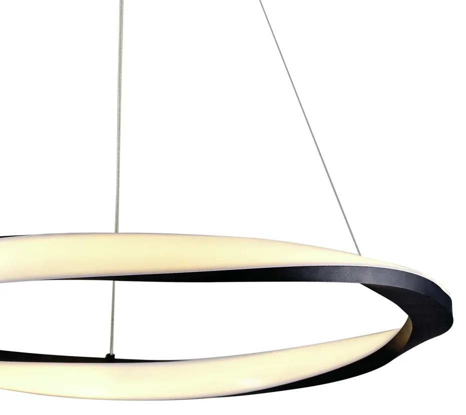 Pendente Wave Aro Simples Ø60Cm Led 30W 3000K Bivolt Preto - Usina Imp...