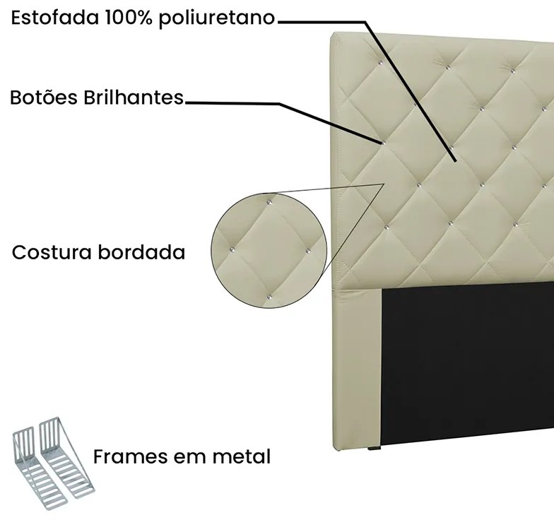 Cabeceira Cama Box Casal King 195cm Tânia Corano Bege - Sheep Estofados - Bege