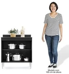Balcão Gabinete 80cm 2 Portas Hawai Preto - Lumil Móveis