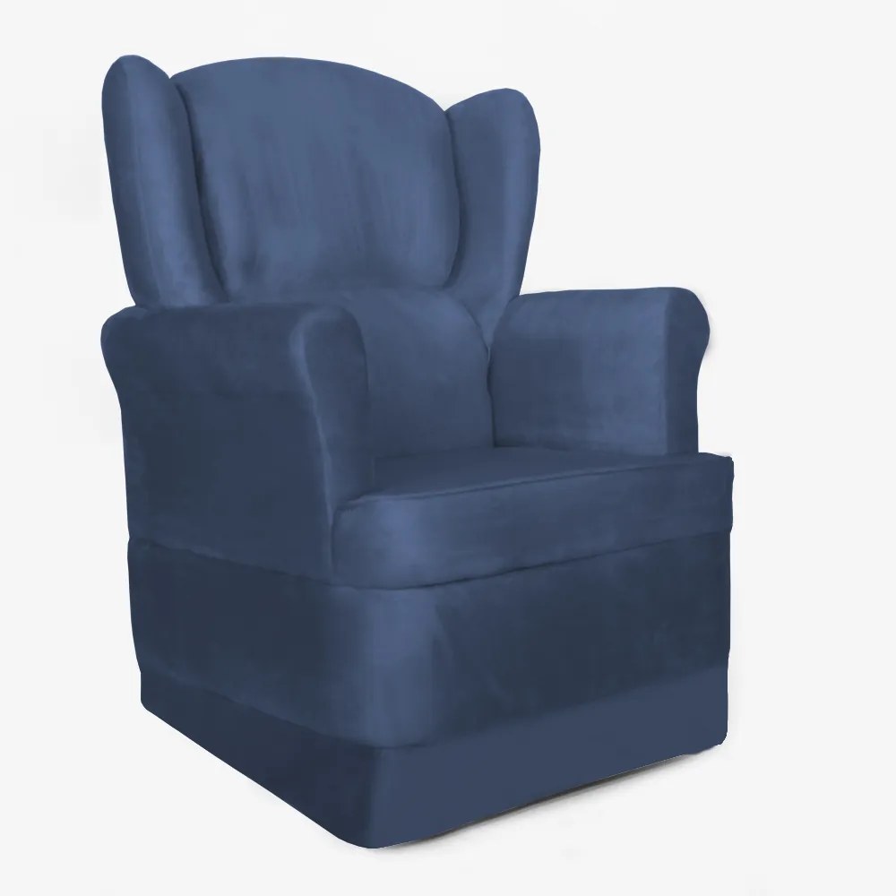 Poltrona Ana de Amamentação com Balanço Suede Azul Marinho