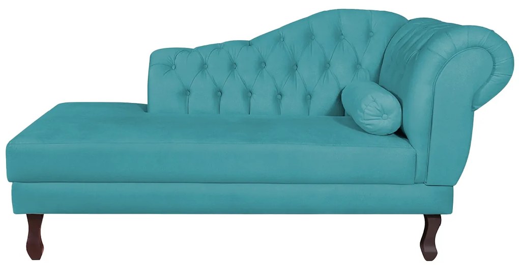 Recamier Diana 140cm Lado Esquerdo Suede Azul Turquesa - ADJ Decor