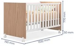 Berço que Vira Mini Cama Certificado pelo Inmetro Doce Sonho com Rodiz