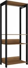 Guarda Roupa Solteiro Closet 73cm 3 Prateleiras Una Mel/Preto C01 - Mp