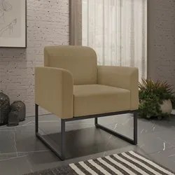 Kit Namoradeira e 1 Poltrona Decorativa Base Industrial Preta Maressa
