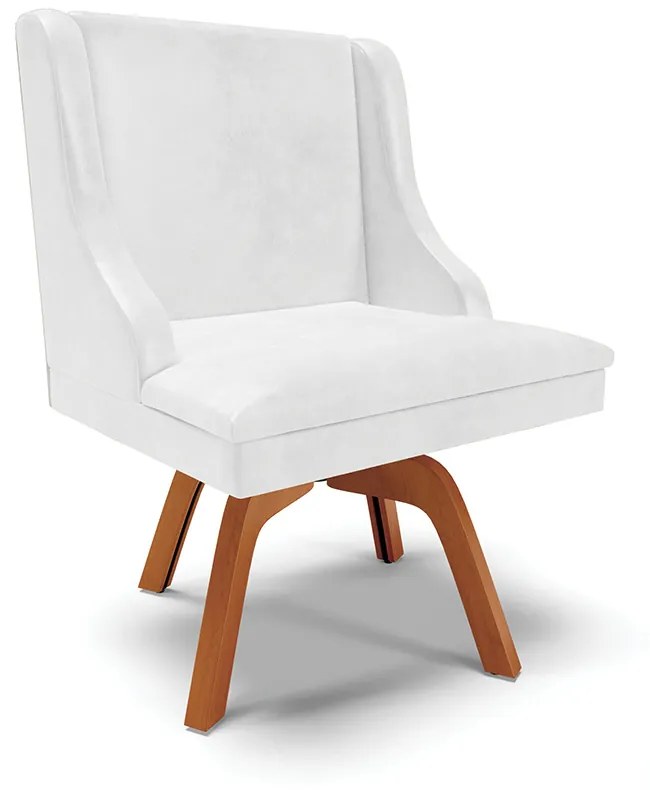 Kit 04 Cadeiras de Jantar Liz Corano Branco Base Giratória Madeira MM35 D03 - D'Rossi