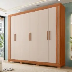 Guarda Roupa Casal 230cm Com 6 Portas Brasid Freijó/Off C01 - Mpozenat
