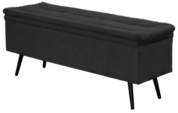 Kit Cabeceira 160cm Calçadeira Baú Casal 140cm Conforto Suede Preto -Sheep Estofados - Preto