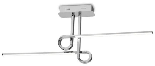 Plafon Led Sobrepor Cromado Retangular 20W Luz Amarela