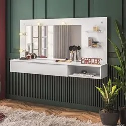Penteadeira Camarim Suspenso com Espelho 135cm Lumiere M20 Branco - Mp