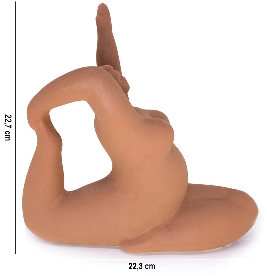 Escultura Yoga Terra Em Cerâmica Sala Estilo Nórdico 22,3 Cm - D'Rossi