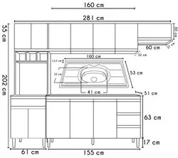 Cozinha Modulada 4 Peças Balcão com Pia 160cm Andréia Amêndoa/Preto -