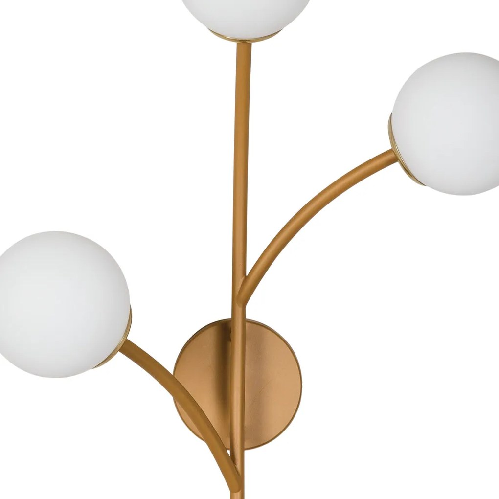 Arandela Zucca 32X54X14Cm 3Xg9 / Globo Ø12Cm | Usina 16857/3 (MR-T - Marrom Texturizado, CLEAR)
