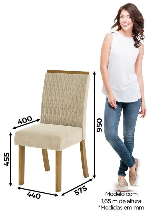 Kit Conjunto 2 Cadeiras Vega Sala de Jantar Nature Linho