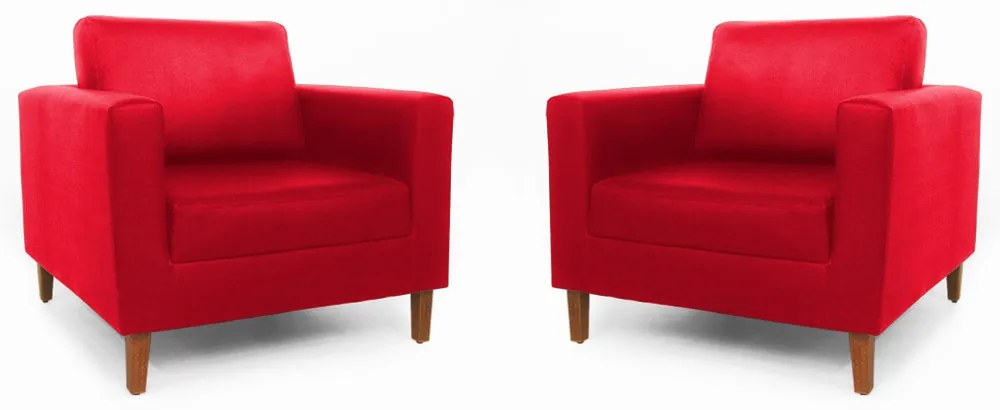 Conjunto 2 Poltrona Decorativa Gabriela Suede Vermelho