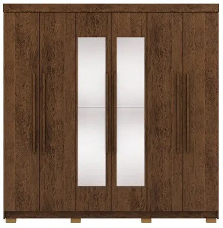 Guarda Roupa Com Espelho Elegance 6 Portas Imbuia Rústico - Vila Rica Móveis