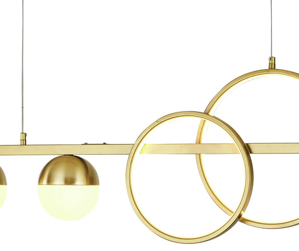 Pendente Compass 120Cm Aros Ø30Cm E Ø25Cm Led 25W 3000K Bivolt Alumíni...