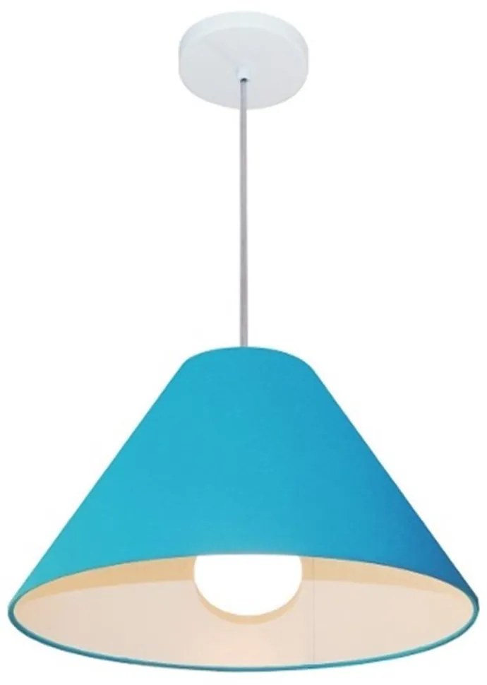 Lustre Pendente Cone Md-4078 Cúpula em Tecido 25/40x15cm Azul - Bivolt