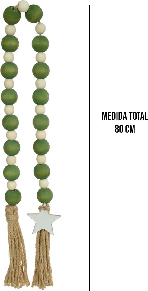 Colar Decorativo Estrela Branco e Verde 80 cm F04 - D'Rossi