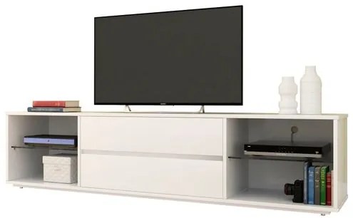 Rack Mogeiro 2 Gavetas cor Laca Branco 200 cm - 58357 Sun House