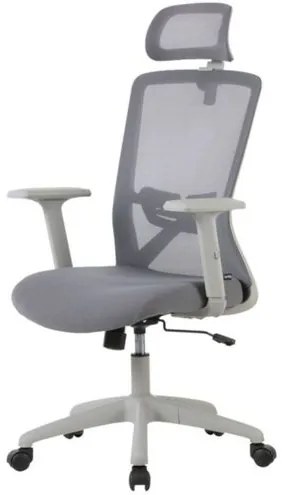 Cadeira Office Dallas Tela Mesh Cinza com Apoio de Cabeça e Base Cinza - 74524 Sun House