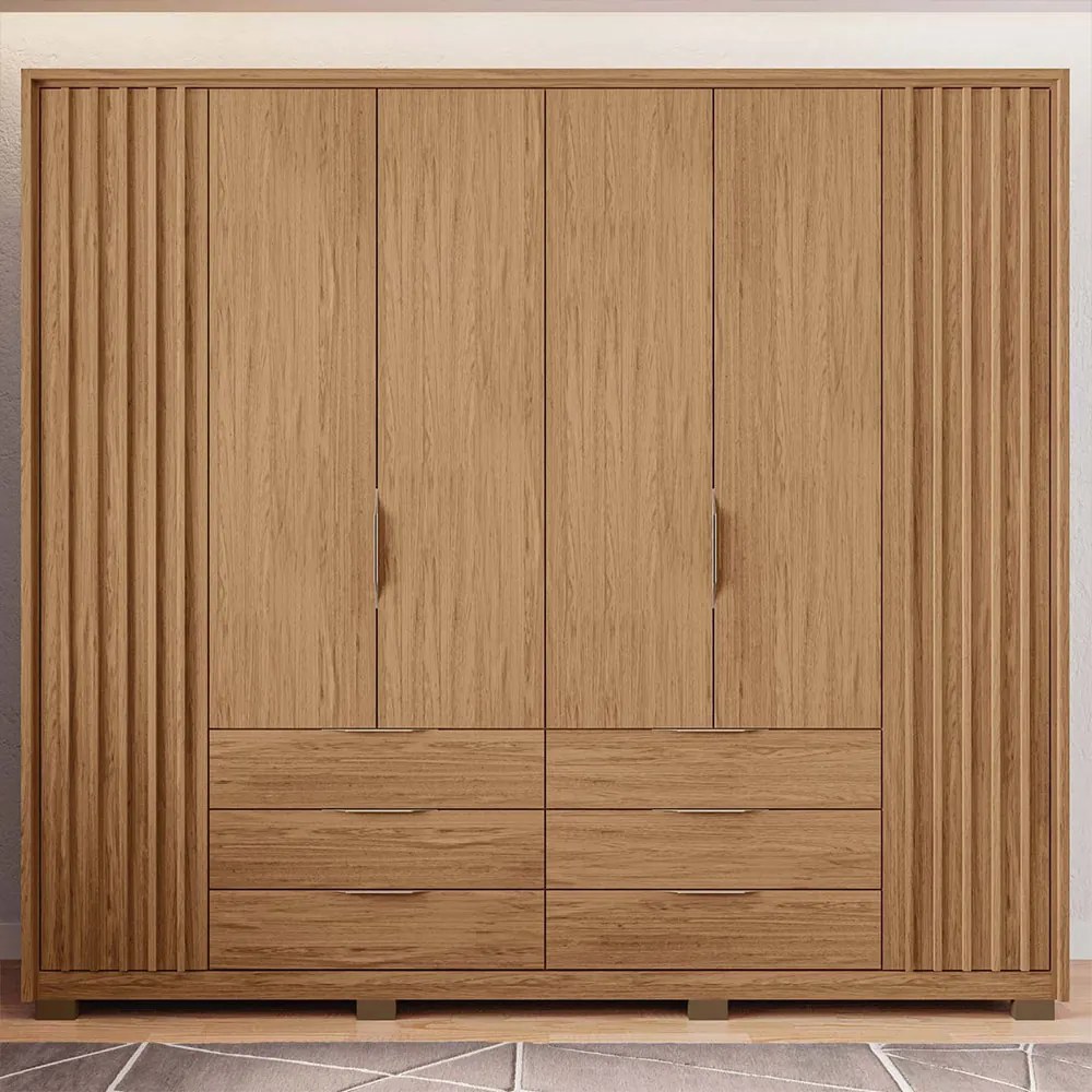 Guarda Roupa Essence Casal Ripado 6 Portas de Bater 6 Gavetas MDP Buriti G11 - Gran Belo