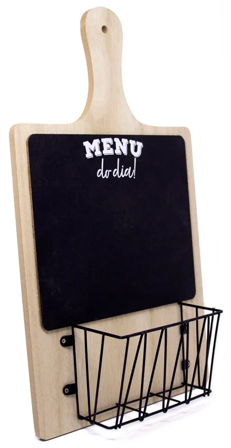 Porta Objeto de Madeira Tábua Menu do Dia 40x24x8 cm - D'Rossi
