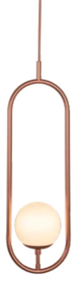 Pendente Elo 16X12X50Cm 01Xg9 Globo Ø12Cm - Usina 50020/1 (MR-T - Marrom Texturizado, Branco (Fosco))