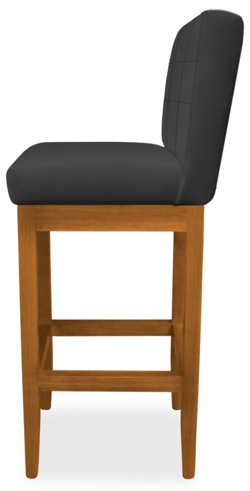 Banqueta Alta Sueli Base Madeira Maciça Estofada Suede Preto
