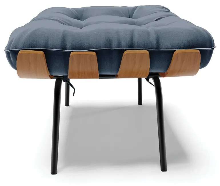 Puff Costela Suede Base Metálica Preto - D'Rossi - Azul Marinho