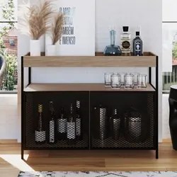 Balcão Buffet Para Sala de Jantar 2 Portas Pés Metálicos York Hanover/