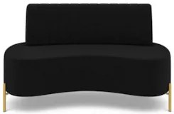 Sofá 2 Lugares 135cm Pés Aço Dourado Tamar Veludo Preto Z08 - Mpozenat