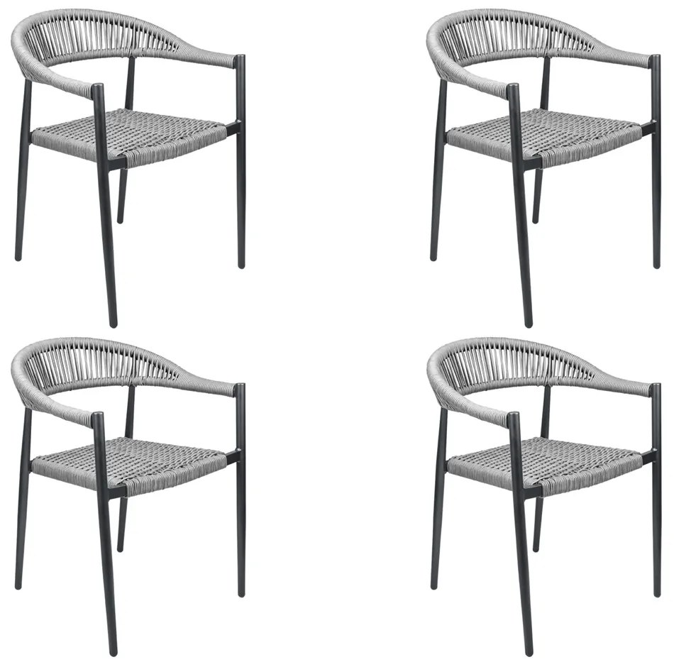 Kit 4 Cadeiras Área Externa de Alumínio Carmy com Corda Naútica Grafite G56 - Gran Belo