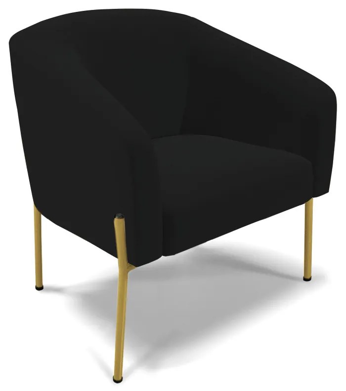 Namoradeira e 2 Poltronas Pé de Ferro Dourado Stella Linho D03 - D'Rossi - A79 Preto