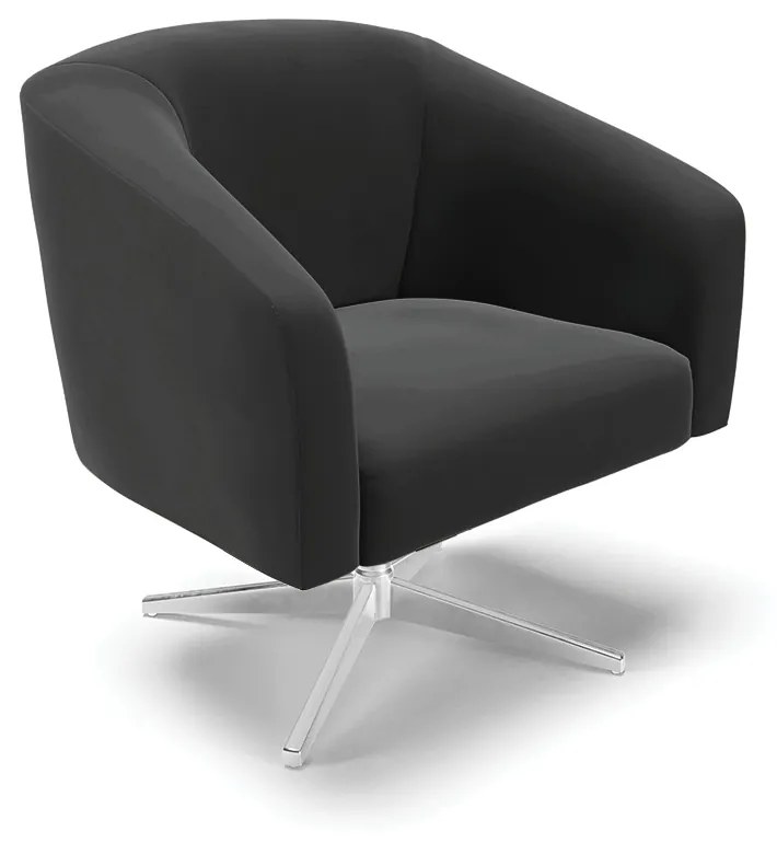 Poltrona Decorativa Giratória Cromada Stella Veludo D03 - D'Rossi - Preto