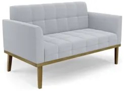 Namoradeira e 2 Poltronas Base Madeira Castanho Ana Bouclé Cinza - Ibi