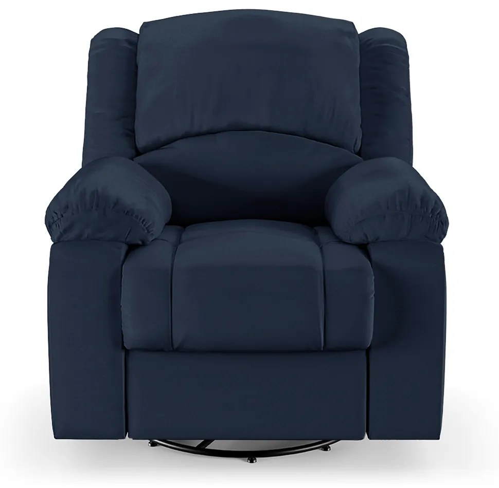 Poltrona do Papai Reclinável Sala de Cinema Madrid Glider Manual Giratória USB PU Azul  G23