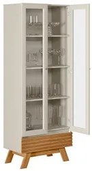 Cristaleira 2 Portas Com Gaveta Marcela L06 Nature/Off White - Mpozena