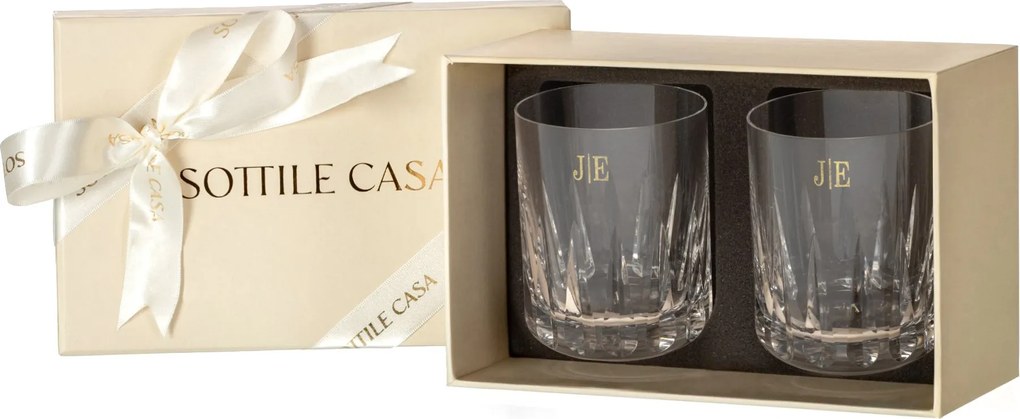 Conjunto 2 Copos de Cristal Mozart p/ Whisky On the Rocks 300ml Lapidado 59 c/ Caixa de Presente