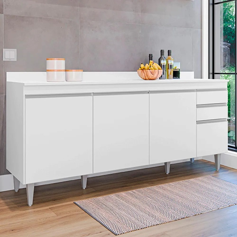 Balcão de Cozinha com Tampo Apex MDP/BP Branco G96 - Gran Belo